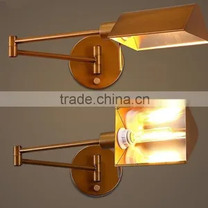 North Amenrica Swing Arm Wall Sconce Wall Light. Wrought Iron Wall Lamp, Corridor Restaurant Industry thumbnail-1