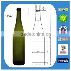 Glasslucky 2014 Hot Sale Dark Green 1500ml Glass Grape Wine Bottle Holder thumbnail-1