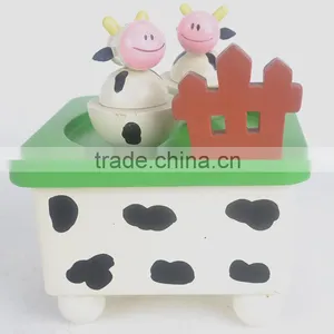 Baby Music Boxes With Cows, Children Wooden Gifts Music Box thumbnail-2