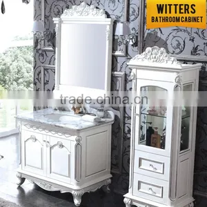 White Single Hole and Single Basin Bathroom Cabinet Design Custom thumbnail-1