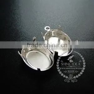 13*18mm Setting Size Silver Plated Vintage Style Round Bezel Tray DIY Pendant Charm Supplies 1421078 thumbnail-1