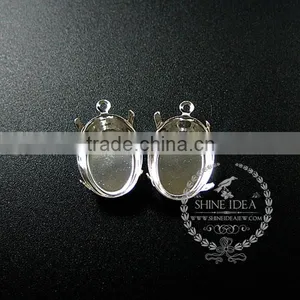 13*18mm Setting Size Silver Plated Vintage Style Round Bezel Tray DIY Pendant Charm Supplies 1421078 thumbnail-2