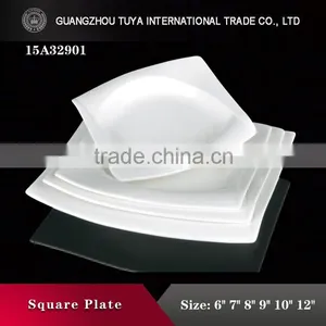 Popular Restaurant Crockery Dinnerware Ceramic Serving White Porcelain Square Plate thumbnail-2