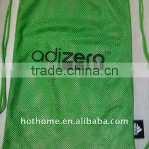Green Mesh Backpack With Black Logo Printing thumbnail-5
