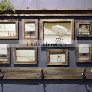 2016 Antique Wooden Wall Shelf With Photo Frame and Metal Hooks thumbnail-4