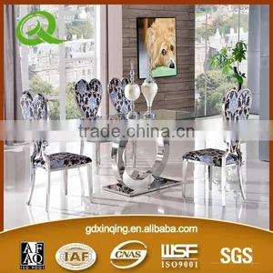 TH286 Modern Glass Top Stainless Steel Dining Table Furniture thumbnail-4
