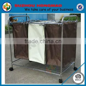3 Compartments Basketball Laundry Hamper With Wheels thumbnail-1
