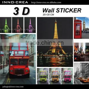 3D Wall Sticker Home Decor- Bus/Eiffel Tower/Building Design thumbnail-1