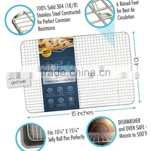 CoolingBake Wire Cooling Rack, Oven Safe - For Cooling or Baking - 100% Stainless Steel, 10" x 15" (Fits Jelly Roll Pan thumbnail-4