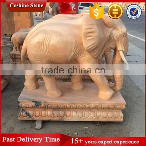 Red Stone Carving Elephant Garden Statue Decoration thumbnail-1
