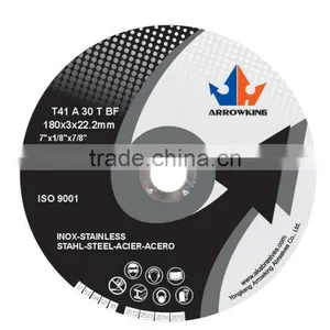 7''(180x3x22.2mm)T41 Flat Cutting Wheel for High-grade Steel/Hard Alloy Steel thumbnail-1