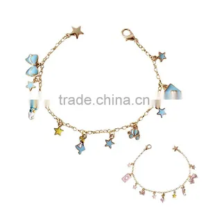 Enamel Star Bowknot Rabbit Pumpkin Carriage the Playing Cards Charms Bracelet Gold Chain Bracelet With Assorted Charms thumbnail-1