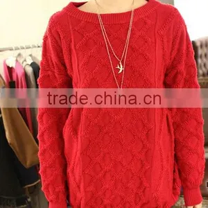 OEM Ladies Fashion Long Sleeve O-neck Woman Pullover Sweater thumbnail-1
