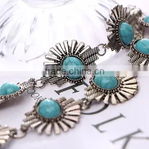 Zm34113a Vintage Women Jewelry Accessories Sliver Plated Turquoise Choker Necklace thumbnail-6