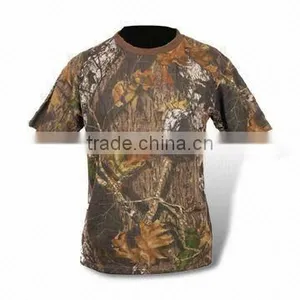 Forest Leaf Printed Men's T-shirt, Made of 65% Polyester and 35% Cotton Shell thumbnail-1