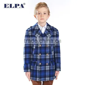 ELPA 2016 Latest Design Winter Wool Coat Dark Blue Boys Wool Overcoat With Elbow Patches thumbnail-5