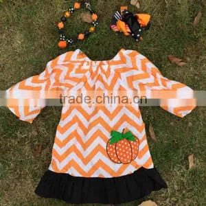 Girls Pumpkin Dress Kids Boutique Dress Chervon Girls Halloween Dress Set Toddler Halloween Dress Set Cheap Children Set Dresses thumbnail-1