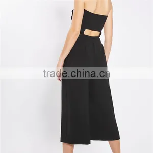Dongguan Sexy Chic All Black Strapless Tie Bandeau Jumpsuit thumbnail-3