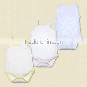 Wholesale Baby Girls Boys 100% Cotton Infant Floral Print Custome Romper Onesie no Sleeve Bodysuit thumbnail-1