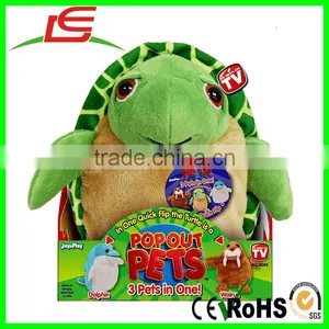 3 in One Quick Flip Reversible Plush Toy Turtle Dolphin Walrus Pop Out Pets Ocean thumbnail-6