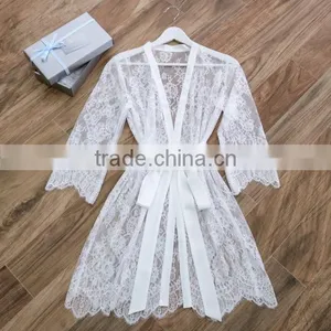 Wholesale Women Sexy Lace Wedding Bridemaid Robe thumbnail-1