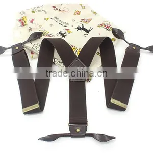Mens Womens Elastic Leather Button Suspenders Adjustable 6 Holes Braces thumbnail-2