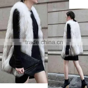 YR205 Europe Hot Selling Winter Real Raccoon Fur Vest/Dyed Hand Knitted Fur Vest thumbnail-1