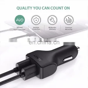 24W 4.8A Aukey Car Charger, Aukey Dual Port Car Charger for IPhone 6S thumbnail-3
