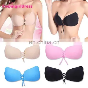 Hot Sale 4 Color Cloth Backless Strapless Invisible Push Up Magic Bra thumbnail-1