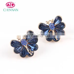 Animal Shape Rhinestone Pins Crystal Decorative Buttons Butterfly Sapphire Sewing Button Copper thumbnail-1