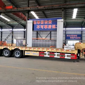 Made in China Gooseneck Low Platform Semi Low Flatbed Trailer Lowbed Truck Trailer for Sale thumbnail-1