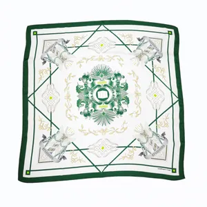 Custom Digital Satin Printed Hand Rolled Hem Silk Women Scarves 2019 thumbnail-2