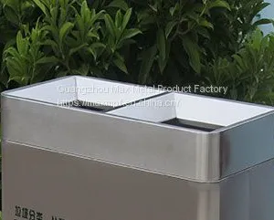 MAX-HB41 Wholesale Stainless Steel 2 Compartment Recycle Bin With Silk-screen For Airport thumbnail-1