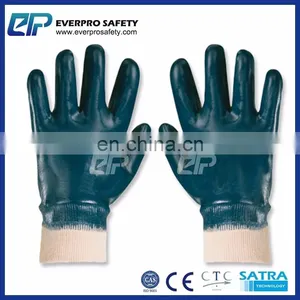 T4700 Knit Wrist Fully Yellow Nitrile Gloves For Heavy Handling thumbnail-5