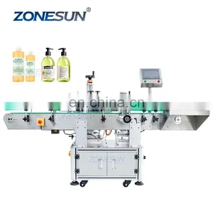 ZONESUN ZS-TB822 Automatic Round Bottle Labeling Machine Label Applicator Food Can Vertical Roll Bottle Sticker Labeling Machine thumbnail-1