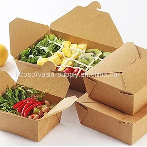 Kraft Salad Takeaway Box Wholesale Custom Printed Food Grade Restaurant To Go Box thumbnail-3