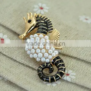 Fashion Enamel Seahorse Pearl Brooch,cheap Wholesale Brooch Jewelry thumbnail-2