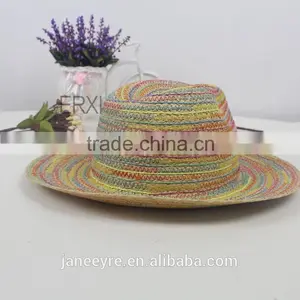 Vintage Design Beautiful Colors Paper Straw Hat For Women Wholesale thumbnail-3
