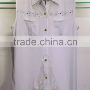 Rayon and Lace Sleeveless Blouse for Ladies thumbnail-1