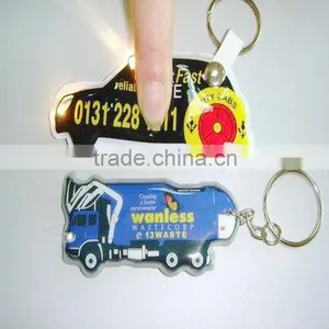 LED Keychains, Reflective PVC Keychain With Light, Promotion Plastic Key Ring thumbnail-1