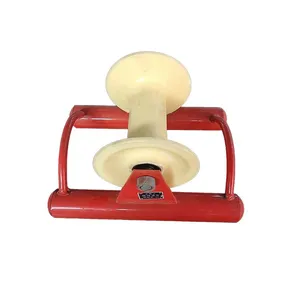 Cable Laying Dedicated Straight-Running Pulley | Dual Wheels Free Rotation | 5mm Thickened Red Steel Bracket | Firm Welded Construction thumbnail-1