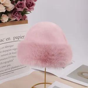 Faux Fox Fur Roll Cuff Bucket Hat thumbnail-5