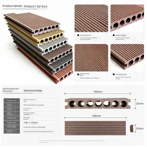 Second-generation Co-extruded Wood-plastic Flooring for Outdoor Patios and Gardens, Waterproof Ecological Wood-plastic Panels thumbnail-3