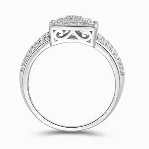 Shining Star Jewelry Custom Fashion Layer 925 Silver Zircon Square Ring Women thumbnail-5