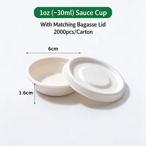 Disposable Straw Pulp Sauce Cup 60ml Oil-Proof Compostable Paper Pulp Condiment Cup thumbnail-3