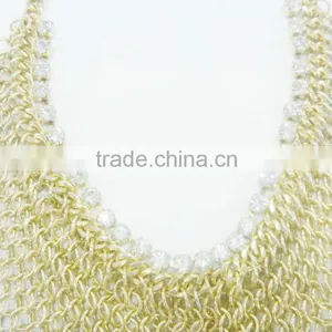 FACHION CHUNKY JUMP RING CHAIN RHINESTONE NECKLACE EARRING SET thumbnail-2