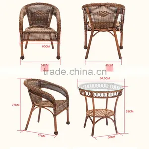 Outdoor Leisure Balcony Metal Coffee Table Rattan Dining Chair Rattan Cane Furniture thumbnail-6