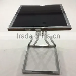 Modern Black Metal Glass Coffee Table thumbnail-1