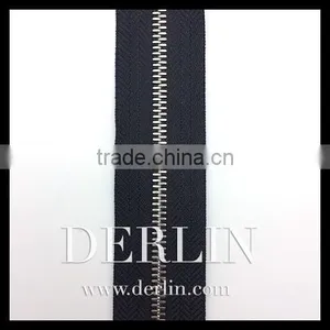 Euro European Shiny Silver High Quality Thin Teeth Zip Metal Zipper thumbnail-3