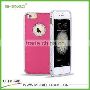 New Design Metal Phone Case With Back Leather thumbnail-4